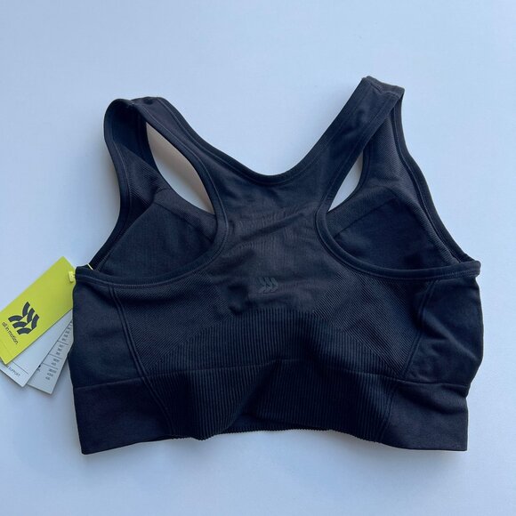 All in Motion Women's Seamless Medium Support Racerback Sports Bra Black Large - Picture 3 of 5